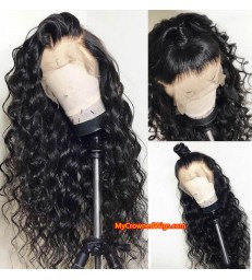 Beach wave 370 lace front human hair wig pre plucked with baby hair long deep parting【MCW378】