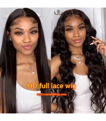 Brazilian virgin silk straight glueless HD full lace wig -[HD002]