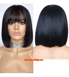 Brazilian virgin silk straight bang bob full lace wig-[MCWBB4]