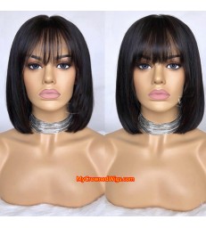 Brazilian Virgin Bangs Straight Bob Full Lace Wig -【MCWBB4】