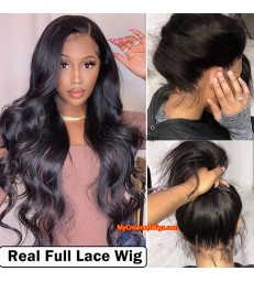 Brazilian virgin body wave bleached knots full lace wig-[mcw006]