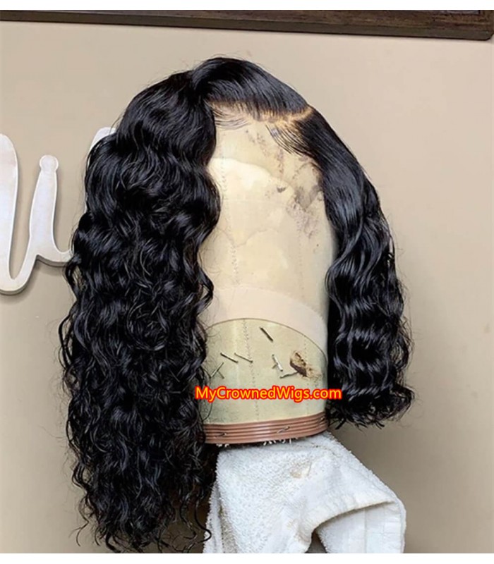 Brazilian virgin human hair curl bob 360 wigs with pre plucked hairline--[MCW366]