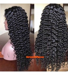 Brazilian virgin human hair deep wave 360 wigs with pre plucked hairline--[MCW369]