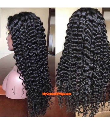 Brazilian virgin human hair deep wave 360 wigs with pre plucked hairline--[MCW369]