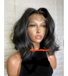 Brazilian virgin human hair long wavy bob 360 wigs with pre plucked hairline--[MCWCC3]